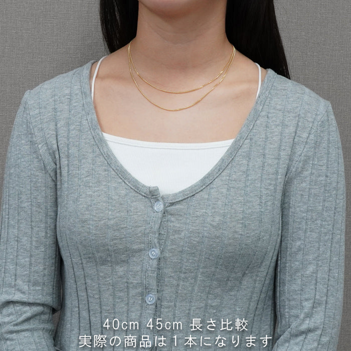18金 喜平ネックレス シングル2面カット 高輝度仕上げ 40㎝ 45㎝ 長さ比較 極細喜平