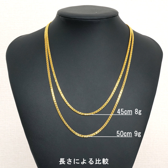 純金 喜平ネックレス  トリプル6面カット 高輝度仕上げ 45㎝ 50㎝ 長さ比較