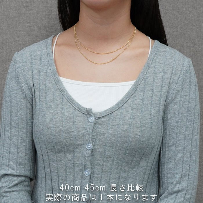 喜平 ネックレス 18金 シングル 2面カット 40㎝ 45㎝ 長さ比較画像 高輝度仕上げ  K18 極細喜平