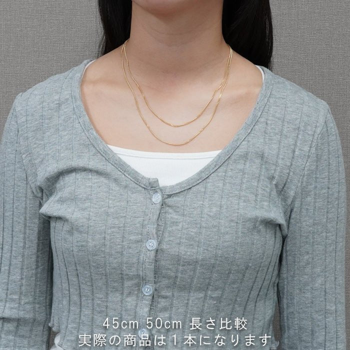 喜平 ネックレス 18金 シングル 2面カット 45㎝ 50㎝ 長さ比較画像 K18  高輝度仕上げ
